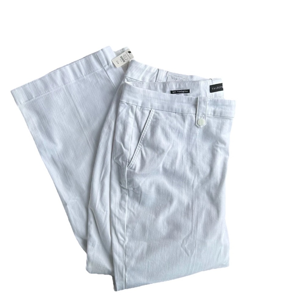Talbots High Waist Wide Leg Full Length Jeans Trousers Women's Size 22W White